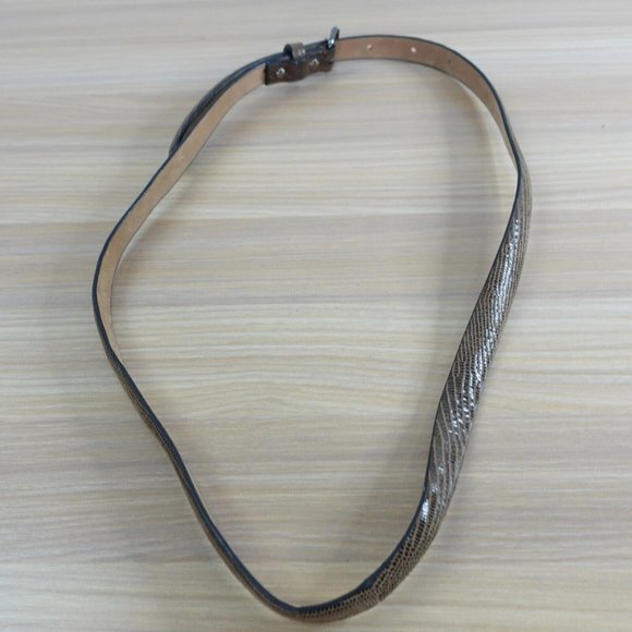 Ann Taylor‎ Lizard Belt Womens Black Leather Small Dress Slim Skinny Fashion main image 6